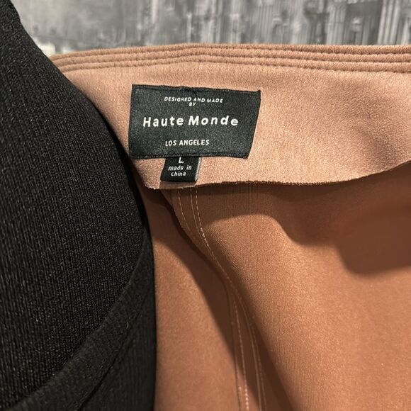 Haute Monde Women Jacket Moto Large Light Blush Pink Full Zip Stretch Faux Suede - Picture 7 of 7